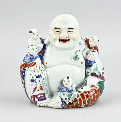 Chinese boeddha, H 21 cm – kavel bij Twents Veilinghuis