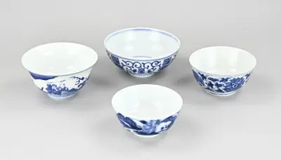4x Chinese kom Ø 11,3 - 14,8 cm – kavel bij Twents Veilinghuis