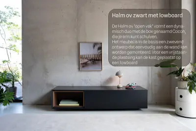 Tv-meubel, RAAT, Halm 150 OV, zwart, met lowboard en 1 cocon – kavel bij Onlineveilingmeester, Raalte