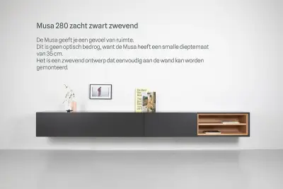 Tv-meubel, RAAT, Musa 280 SP, Zacht zwart, met lowboard – kavel bij Onlineveilingmeester, Raalte