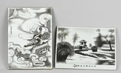 2x Chinese plaquette – kavel bij Twents Veilinghuis