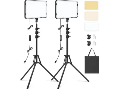 LED video licht met statief 2 stuks 2500-8500 K – kavel bij XL Auctions