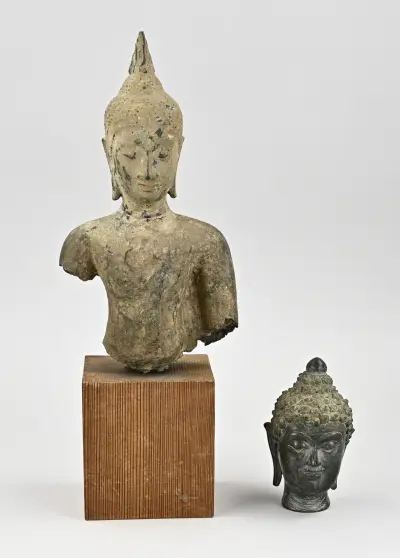 2x Delen van Thaise boeddha – kavel bij Twents Veilinghuis