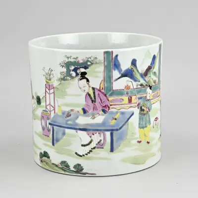 Chinese brushpot Ø 19 cm – kavel bij Twents Veilinghuis