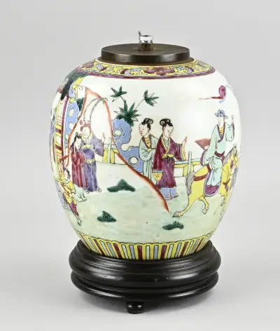 Chinese vaaslamp, H 31 cm – kavel bij Twents Veilinghuis