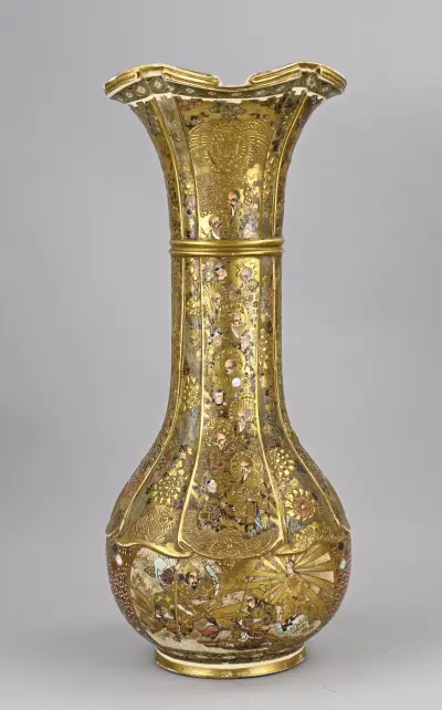 Japanse Satsuma vaas, H 58 cm – kavel bij Twents Veilinghuis