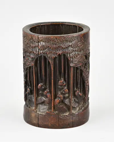 Chinese brushpot Ø 11 cm – kavel bij Twents Veilinghuis