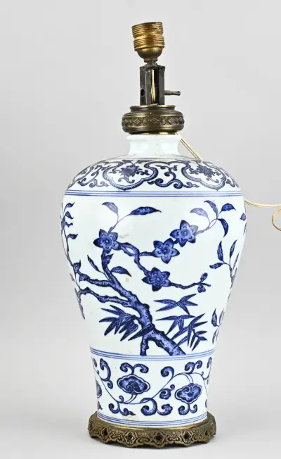 Chinese lamp, H 51 cm – kavel bij Twents Veilinghuis