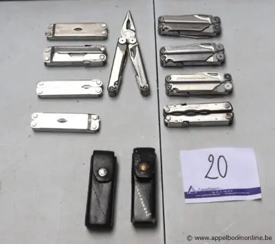 9 zakmessen LEATHERMAN, 2xTOOL, REBAR, PSTII, 2x WAVE, 2X WAVE+, FUSE – kavel bij Appelboom