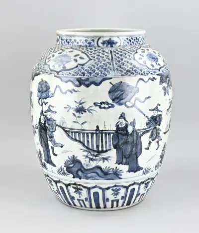 Chinese vaas, H 48,5 x Ø 35 cm – kavel bij Twents Veilinghuis
