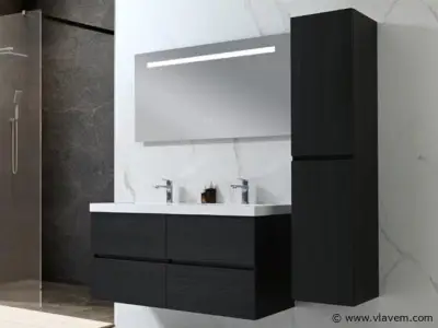 Badkamermeubel 120 cm - Donker hout decor – kavel bij Vlavem