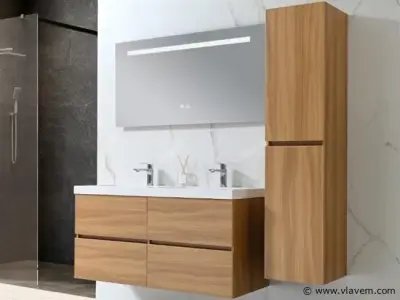 Badkamermeubel 120 cm - Licht hout decor – kavel bij Vlavem