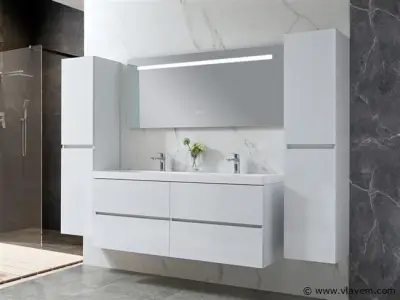 Badkamermeubel 145 cm - Hoogglans wit – kavel bij Vlavem