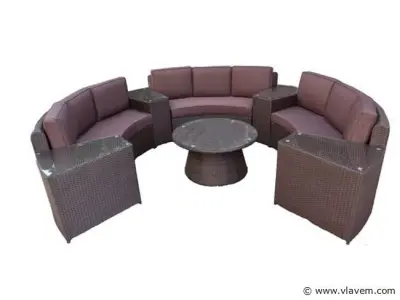 Diningset 8-delig dark grey wicker – kavel bij Vlavem