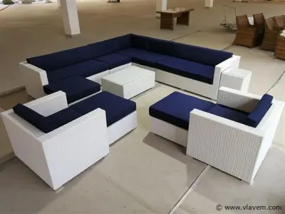 Loungeset HAVANA | 12-delig | Wicker | Wit – kavel bij Vlavem