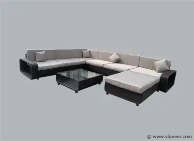 Loungeset GARDA | 8-delig | Wicker | Donkerbruin + grijs – kavel bij Vlavem