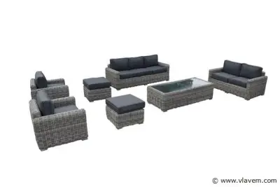 Loungeset 7-delig Bruin mix wicker – kavel bij Vlavem