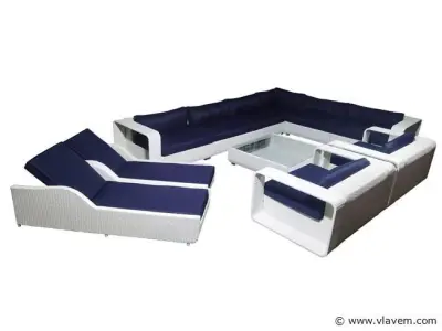 Loungeset 11-delig White wicker – kavel bij Vlavem