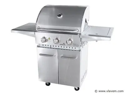 RVS Gasbarbecue - 3 branders met zijbrander – kavel bij Vlavem