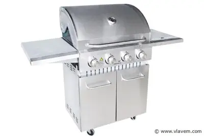 RVS Gasbarbecue - 4 branders met zijbrander – kavel bij Vlavem