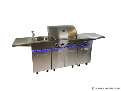 RVS Gasbarbecue Keuken - 4 branders – kavel bij Vlavem