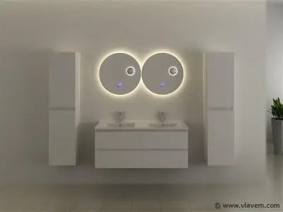 Ronde spiegel met LED verlichting & Bluetooth – kavel bij Vlavem