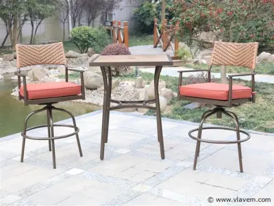 Tuinset 3-delig - barset hoog - bruin wicker – kavel bij Vlavem