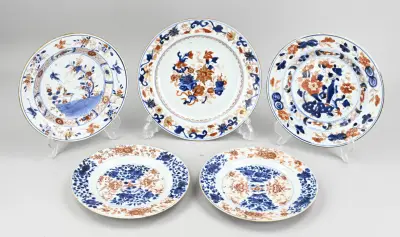 5x Chinees Imari bord Ø 23 - 25 cm – kavel bij Twents Veilinghuis