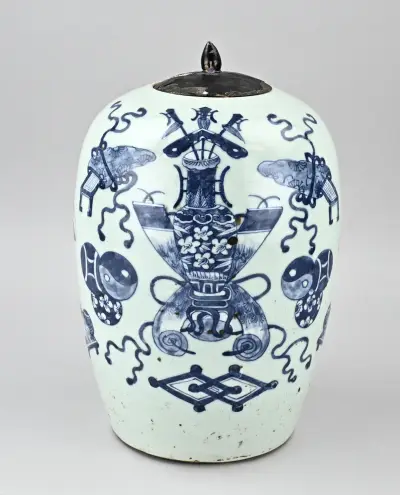 Chinese voorraadpot, H 35 cm – kavel bij Twents Veilinghuis