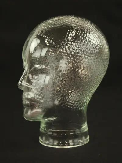 Vintage Glazen Mannequin Hoofd – Jaren 60/70 – kavel bij De Kringwinkel, Antwerpen