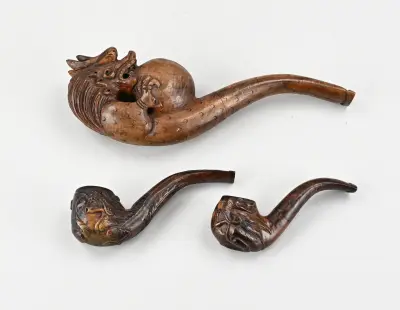 3x Chinese tabakspijp, 12 - 25 cm – kavel bij Twents Veilinghuis