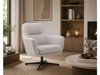Fauteuil Skape - Draaibaar - Linnenstof - Licht Grijs – kavel bij XL Auctions