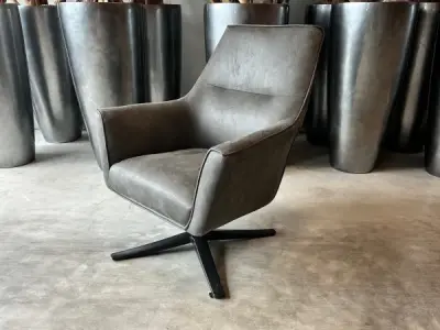 Fauteuil Bronz (2 stuks) Draaibaar - Microleder - Antraciet – kavel bij XL Auctions