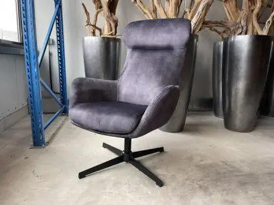 Draaifauteuil Wenen (2 stuks)- Velours - Grijs - antraciet – kavel bij XL Auctions