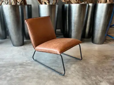 Fauteuil Cas - Design - Lounge - Stof - Cognac - Lichtbruin – kavel bij XL Auctions