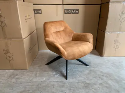 Fauteuil Las - Velours - Velvet - Cognac - Goud – kavel bij XL Auctions