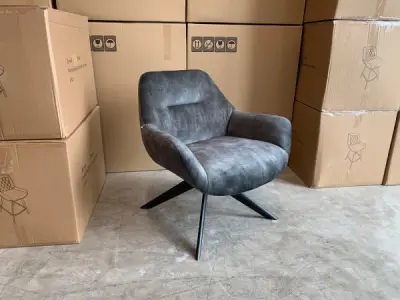 Fauteuil Las (2 stuks) Velours - Velvet - Antraciet - Grijs – kavel bij XL Auctions