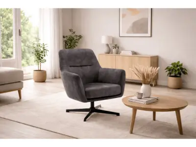 Fauteuils Emma - Draaibaar - Velours - Anthracite – kavel bij XL Auctions