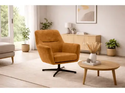 Fauteuils Emma - Draaibaar - Velours - Cognac – kavel bij XL Auctions