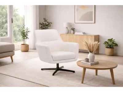 Fauteuils Emma - Draaibaar - Boucle - Wit – kavel bij XL Auctions