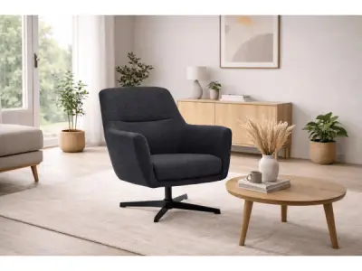 Fauteuils Emma (set van 2) - Draaibaar - Boucle-Zwart – kavel bij XL Auctions
