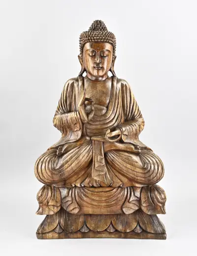 Grote Balinese boeddha, H 77 cm – kavel bij Twents Veilinghuis
