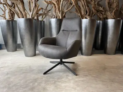 Fauteuil Cone (set van 2) -Draaibaar- Microleder Antraciet – kavel bij XL Auctions