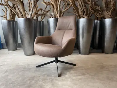 Fauteuil Cone -Draaibaar- Microleder - brown – kavel bij XL Auctions