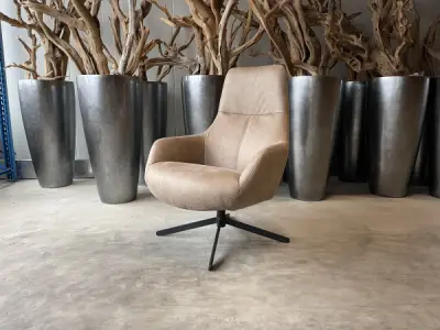 Fauteuil Cone -Draaibaar- Microleder - liver – kavel bij XL Auctions