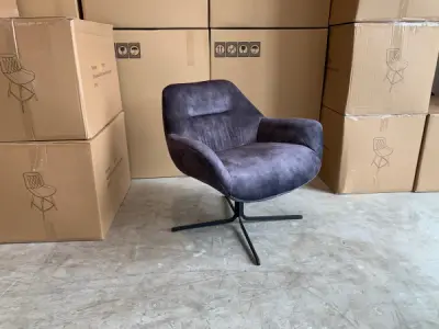 Fauteuil Risto 360 - Velours - Draaibaar - Antraciet – kavel bij XL Auctions