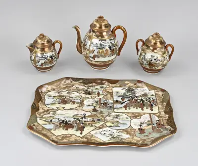 4-Delig Japans Satsuma theeservies – kavel bij Twents Veilinghuis