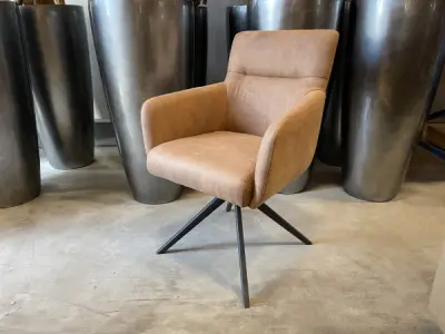 Eetkamerstoel Turner (set van 6) Microvezel stof - Cognac – kavel bij XL Auctions