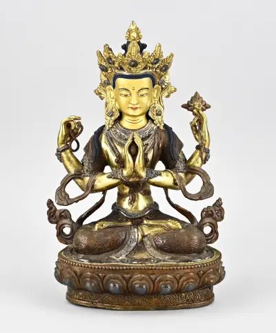 Bronzen boeddha, H 32 cm – kavel bij Twents Veilinghuis