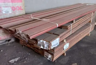 (213x) Terrasplanken Omniplex Padouk B-FIX clips – kavel bij Auctim